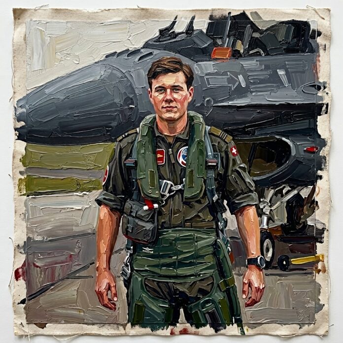 Crown-prince-christian-in-uniform-standing-in-front-of-full-jet-
