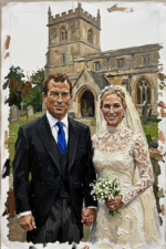 Peter Phillips and Harriet Sperling Wed at All Saints Church, Kemble peter phillips harriet wedding painting