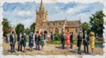 A Cotswolds Wedding and a Blended Family: The Human Story Behind Peter Phillips’s Big Day People waiting outside Peter Phillips and harriet Spierling's wedding Cotswolds