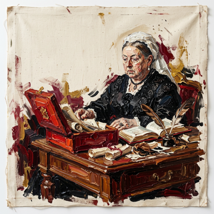 ueen-victoria-sitting-at-desk-with-red-monarchs-box-open-ledger-and-quill