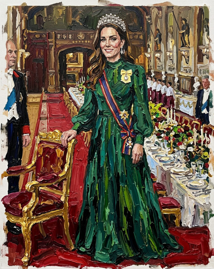 catherine emerald dress state banquet nigeria cambridge lover's knot